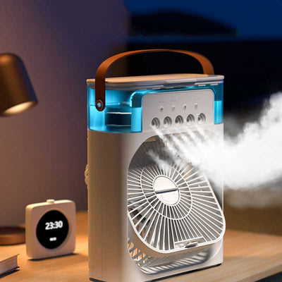 Portable Air Conditioner Fan : Usb Electric Fan With Led Night Light , Humidifier Function